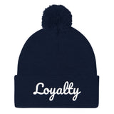 Alotofit Loyalty White Embroidered Pom Pom Knit Cap