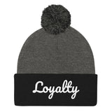 Alotofit Loyalty White Embroidered Pom Pom Knit Cap