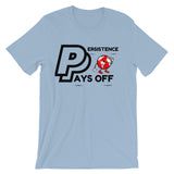 Persistence Pays Off Black/Red/White Logo Unisex short sleeve t-shirt