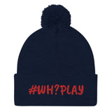 Alotofit WH?PLAY Red Embroidered Pom-Pom Beanie