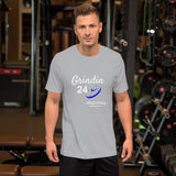 Alotofit Grindin 24/7 Wht/Blue Text Short-Sleeve Unisex T-Shirt