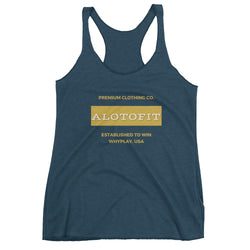 Alotofit Premium Clothing MetallicGold/White Women's Racerback Tank