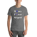Alotofit Money, Power, Respect White/Blue Short-Sleeve Unisex T-Shirt
