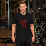 Alotofit Grindin 24/7 Red Text Short-Sleeve Unisex T-Shirt