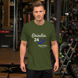 Alotofit Grindin 24/7 Wht/Blue Text Short-Sleeve Unisex T-Shirt