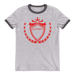 Alotofit Luxury Red Logo Ringer T-Shirt w/ outside logo
