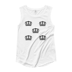 Alotofit Queen Luxury Black Logo Ladies’ Cap Sleeve T-Shirt