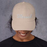 Alotofit Blessed White Text Embroidered Dad hat
