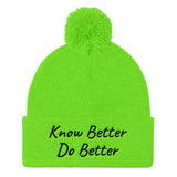 Alotofit Know Better Do Better Black Embroidery Pom Pom Knit Cap