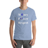 Alotofit Money, Power, Respect White/Blue Short-Sleeve Unisex T-Shirt