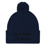 Alotofit Know Better Do Better Black Embroidery Pom Pom Knit Cap