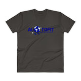 Alotofit Globeman Blue & White Logo V-Neck T-Shirt (S-2XL)