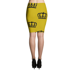 Alotofit Luxury Queen Gold Black Logo Pencil Skirt