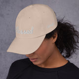 Alotofit Blessed White Text Embroidered Dad hat