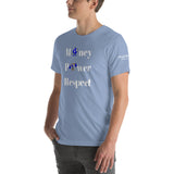 Alotofit Money, Power, Respect White/Blue Short-Sleeve Unisex T-Shirt