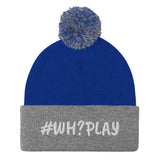 Alotofit WH?PLAY White Embroidered Pom-Pom Beanie
