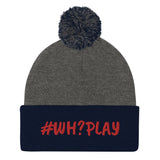 Alotofit WH?PLAY Red Embroidered Pom-Pom Beanie