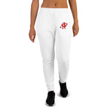 Alotofit Custom Print & Tailored All White w/ Red/Wht/blk Logo Women's Joggers