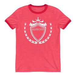 Alotofit Luxury White Logo Ringer T-Shirt w/ outside logo
