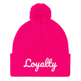 Alotofit Loyalty White Embroidered Pom Pom Knit Cap