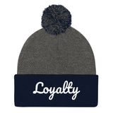 Alotofit Loyalty White Embroidered Pom Pom Knit Cap