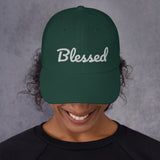Alotofit Blessed White Text Embroidered Dad hat