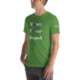 Alotofit Money, Power, Respect White/Blue Short-Sleeve Unisex T-Shirt