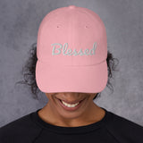 Alotofit Blessed White Text Embroidered Dad hat