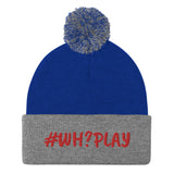Alotofit WH?PLAY Red Embroidered Pom-Pom Beanie