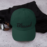 Alotofit Blessed Black Text Embroidered Dad hat
