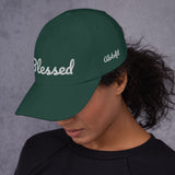 Alotofit Blessed White Text Embroidered Dad hat