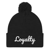 Alotofit Loyalty White Embroidered Pom Pom Knit Cap