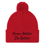 Alotofit Know Better Do Better Black Embroidery Pom Pom Knit Cap