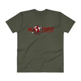 Alotofit Globeman Red & White Logo V-Neck T-Shirt (S-2XL)