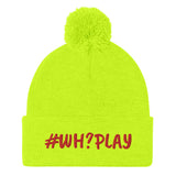 Alotofit WH?PLAY Red Embroidered Pom-Pom Beanie