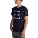 Alotofit Money, Power, Respect White/Blue Short-Sleeve Unisex T-Shirt