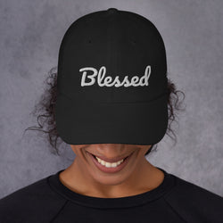 Alotofit Blessed White Text Embroidered Dad hat