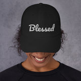 Alotofit Blessed White Text Embroidered Dad hat