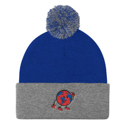 Alotofit Eightmile colorway Globeman  Red Blue Pom Pom Knit Cap