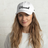 Alotofit Blessed Black Text Embroidered Dad hat