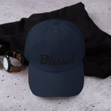Alotofit Blessed Black Text Embroidered Dad hat