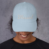 Alotofit Blessed White Text Embroidered Dad hat
