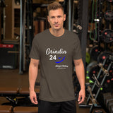 Alotofit Grindin 24/7 Wht/Blue Text Short-Sleeve Unisex T-Shirt