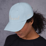 Alotofit Blessed White Text Embroidered Dad hat