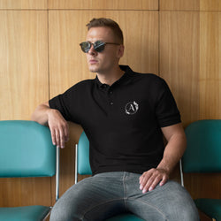 Alotofit Luxury A White Logo Embroidered Men's Premium Polo - Cut Big Size Down One Size From Normal Size